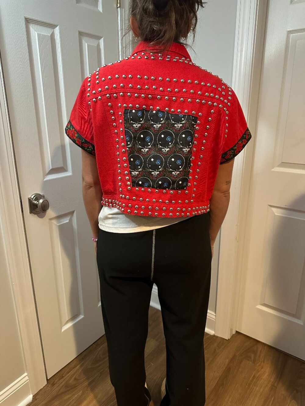 Grateful Dead Short Sleeve Studded Red Jean Jacket